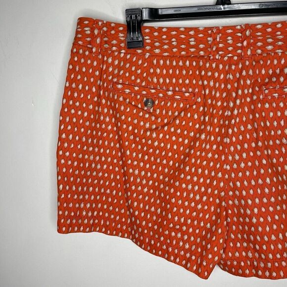 Ann Taylor LOFT Shorts Women 16 Orange Dot Flat Front Chino 100% Cotton - Picture 6 of 9